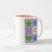 おもしろいのお母さんのキルトはピンクのツートーンマグを平方します ツートーンマグカップ (正面右)