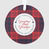 おもしろいのお祝いの赤い格子縞の冬のバニーのキャラクターの写真 オーナメント (裏面)