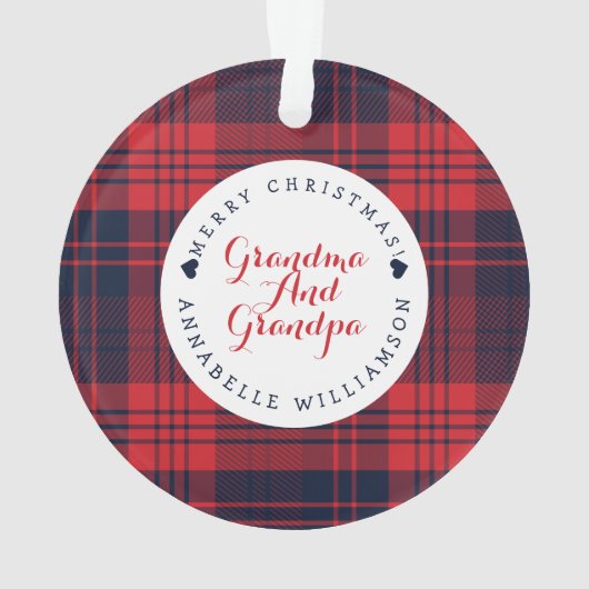 おもしろいのお祝いの赤い格子縞の冬のバニーのキャラクターの写真 オーナメント (裏面)