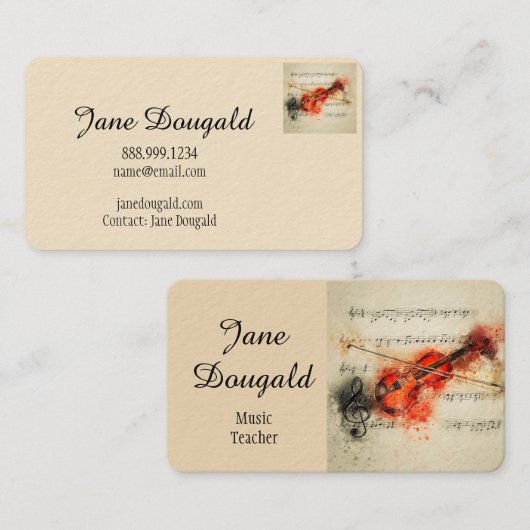 おもしろいのかわいい水彩画のアライグマ動物 名刺 (正面/裏面)