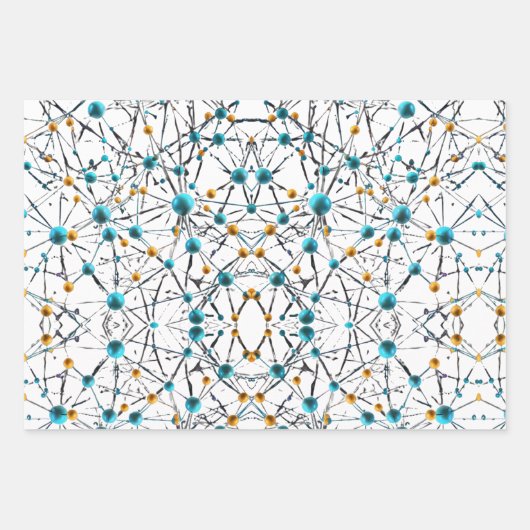 おもしろいのかわいい球の相互接続Molecular Network ラッピングペーパーシート (正面3)