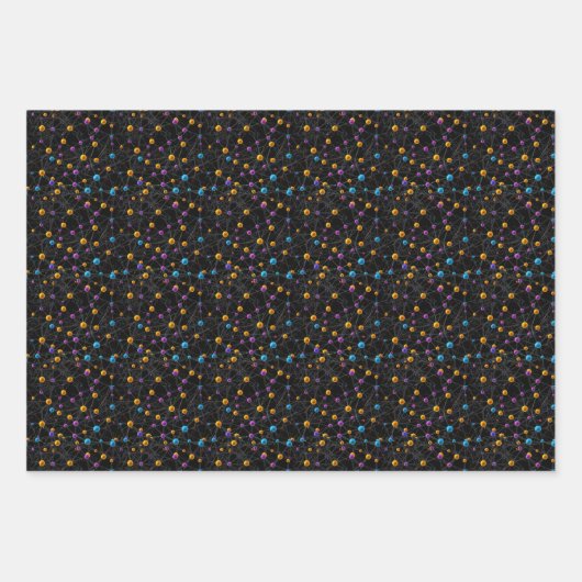 おもしろいのかわいい球の相互接続Molecular Network ラッピングペーパーシート (正面2)