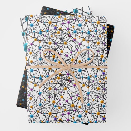 おもしろいのかわいい球の相互接続Molecular Network ラッピングペーパーシート (インサイチュ)