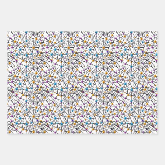おもしろいのかわいい球の相互接続Molecular Network ラッピングペーパーシート (正面)