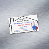 おもしろいのかわいい配管の鉛管工の便利屋 マグネット名刺 (インサイチュ)