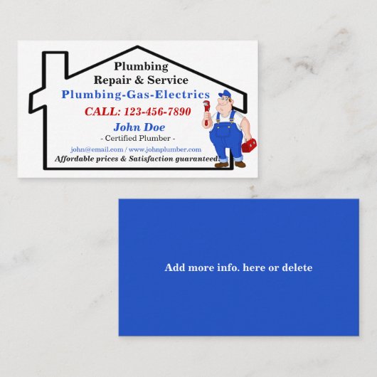 おもしろいのかわいい配管の鉛管工の便利屋 名刺 (正面/裏面)