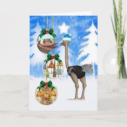 おもしろいのだちょうのクリスマスカード-メリークリスマス シーズンカード (正面)