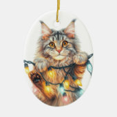 おもしろいのぶら下がった猫がクリスマスをいけな定義 セラミックオーナメント (正面)