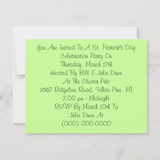 おもしろいのアイルランドのカエルのセントパトリックの日のパーティの招待状 招待状 (裏面)