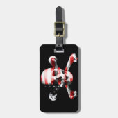 おもしろいのアメリカの海賊スカルの名前をカスタムするおよび住所 ラゲッジタグ (正面縦)