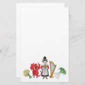 おもしろいのウェルシュの衣装とブルーのメモ用紙の装飾 便箋 (正面/裏面)