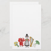 おもしろいのウェルシュの衣装とブルーのメモ用紙の装飾 便箋 (正面/裏面)