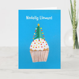 おもしろいのウェールズのクリスマスのカップケーキカード、クリスマスツリー シーズンカード