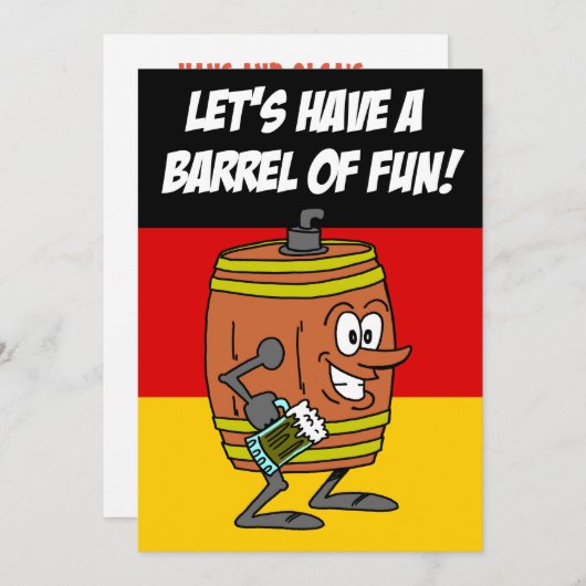 おもしろいのオクトーバーフェストの招待のバレルを持とう 招待状 (正面/裏面)