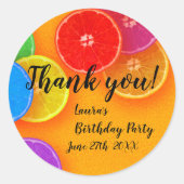 おもしろいのオレンジ切れは誕生会感謝していしています ラウンドシール (正面)