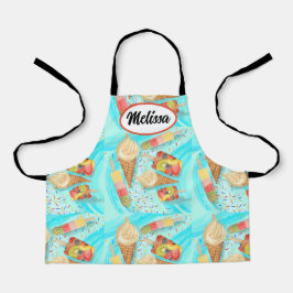 おもしろいのカスタマイズ可能なアイスクリーム&ポップシクルをテーマにしたエプロン エプロン