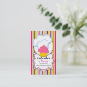 おもしろいのカップケーキ及びパン屋の帽子の名刺 名刺 (スタンド正面)