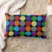 おもしろいのカラフルで多色のな円ディスクボタン ランバークッション (ブランケット)