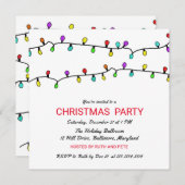 おもしろいのカラフルなクリスマスの照明のクリスマス・パーティ 招待状 (正面/裏面)
