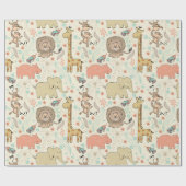 おもしろいのカラフルなジャングル動物パターン ラッピングペーパー (フラット)