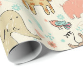 おもしろいのカラフルなジャングル動物パターン ラッピングペーパー (ロールコーナー)