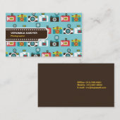 おもしろいのカラフルなレトロのLomoのカメラパターン(青い) 名刺 (正面/裏面)