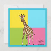 おもしろいのカラフルな小さな女の子のキリンの写真の招待状 招待状 (裏面)