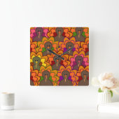 おもしろいのカラフルな感謝祭の七面鳥 スクエア壁時計 (ホーム)