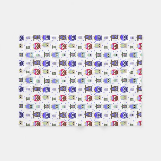 おもしろいのカラフルな漫画のフクロウのフリースブランケット フリースブランケット (正面(横))