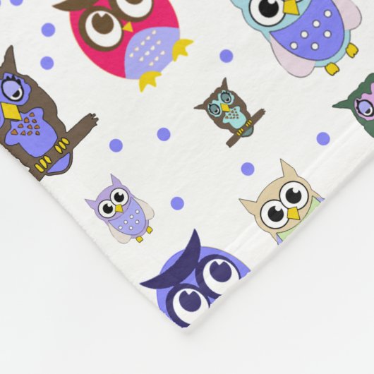 おもしろいのカラフルな漫画のフクロウのフリースブランケット フリースブランケット (角)