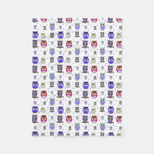 おもしろいのカラフルな漫画のフクロウのフリースブランケット フリースブランケット (正面)