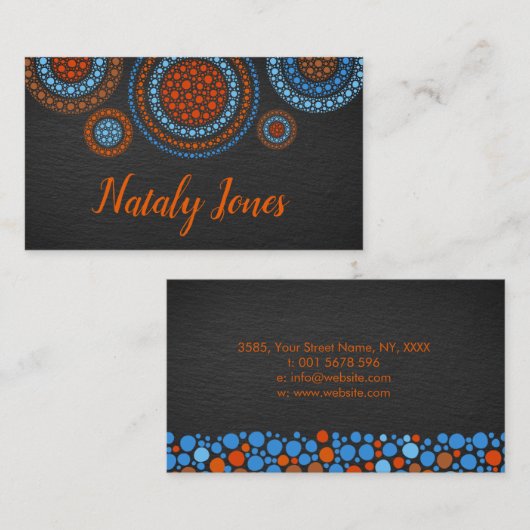 おもしろいのカラフルな点の芸術の円 名刺 (正面/裏面)