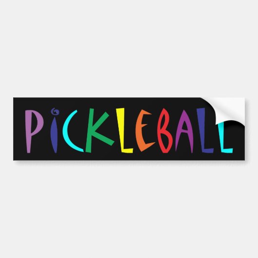 おもしろいのカラフルなPickleballの手紙デザイン バンパーステッカー (正面)