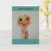 おもしろいのカラフルのだちょう カード (黄色い花)