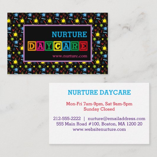 おもしろいのカラフルの託児所 名刺 (正面/裏面)