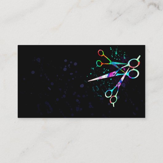 おもしろいのカラフルハサミのアートの黒はっきりした色 名刺 (裏面)