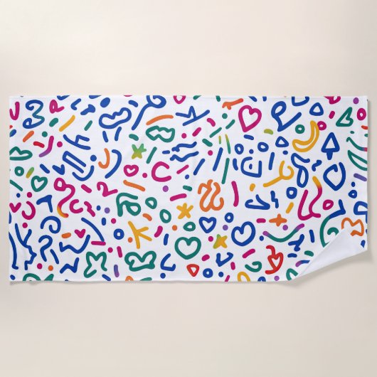 おもしろいのカラフル鮮やか形状 ビーチタオル (正面)