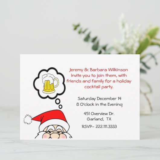 おもしろいのクリスマスのパーティの招待状 招待状 (スタンド正面)