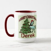 おもしろいのクリスマスのユニコーンのコーヒー・マグ マグカップ (左)