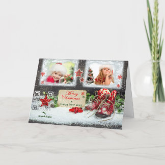 おもしろいのクリスマスのヴィンテージの赤い靴の写真カード シーズンカード