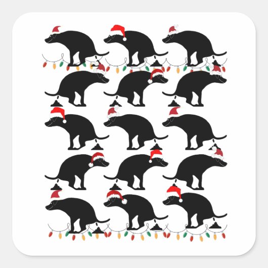 おもしろいのクリスマスの下垂ドッグギャグ スクエアシール (正面)