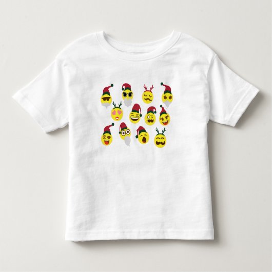 おもしろいのクリスマスのEmojiのワイシャツ トドラーTシャツ (正面)