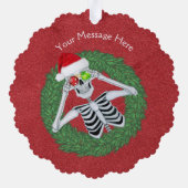 おもしろいのクリスマススケルトン保持オーナメントのリース オーナメントカード (裏面)