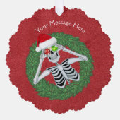 おもしろいのクリスマススケルトン保持オーナメントのリース オーナメントカード (正面)