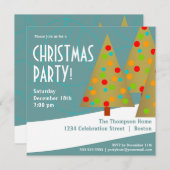 おもしろいのクリスマスツリーのトリオの休日のパーティの招待状 招待状 (正面/裏面)