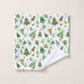 おもしろいのクリスマスツリーのプリントのモノグラムのなタオル バスタオルセット (ウォッシュタオル)