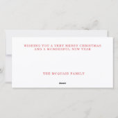 おもしろいのクリスマスヒツジ引きサンタスそりを引く シーズンカード (裏面)