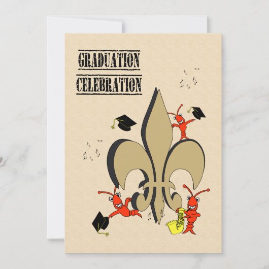 おもしろいのケージャンのCrawfishの卒業パーティー 招待状 (正面)