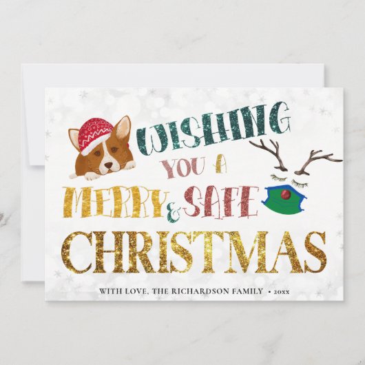 おもしろいのコーギメリーが願いクリスマスかわいい シーズンカード (正面)