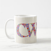 おもしろいのコーヒー・マグ、ウェールズ花のCwtchのスローガン、 コーヒーマグカップ (左)
